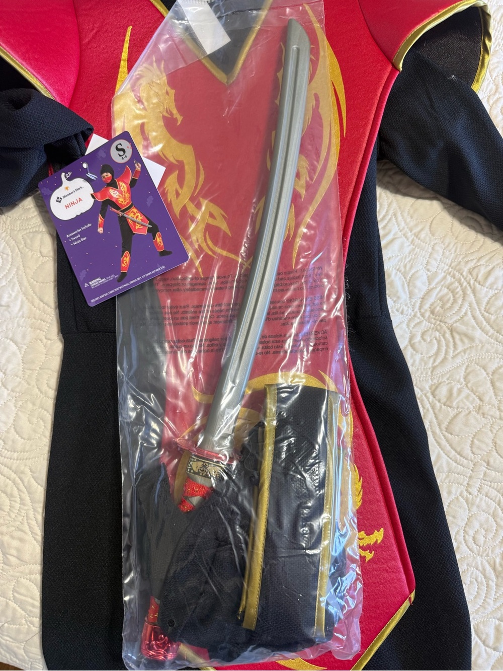 Kids Ninja Red Dragon warrior full costume and accessories samurai sword NWT NEW - Picture 2 of 4